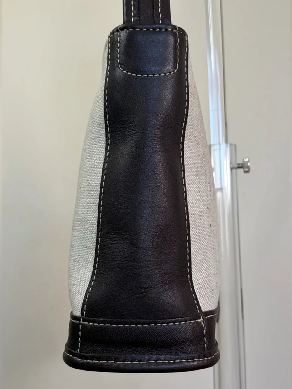 Vintage COACH Large Bleeker Zip Shoulder Bag Canvas Brown Leather 6124 EUC
